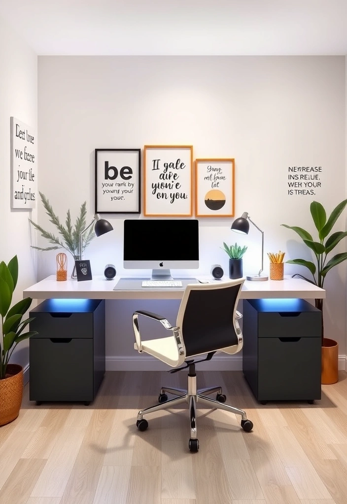 22 Baddie Aesthetic Rooms with LED Lights That Will Transform Your Space! 14 22 Baddie Aesthetic Rooms with LED Lights That Will Transform Your Space! - 13. Chic Home Office