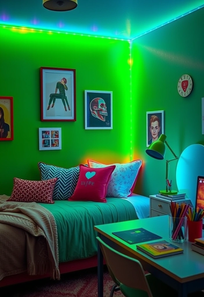 22 Baddie Aesthetic Rooms with LED Lights That Will Transform Your Space! 3 22 Baddie Aesthetic Rooms with LED Lights That Will Transform Your Space! - 2. Colorful Statement Walls