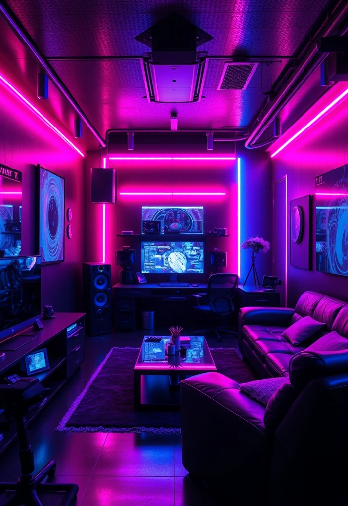 22 Baddie Aesthetic Rooms with LED Lights That Will Transform Your Space! 10 22 Baddie Aesthetic Rooms with LED Lights That Will Transform Your Space! - 9. Cyberpunk Aesthetic