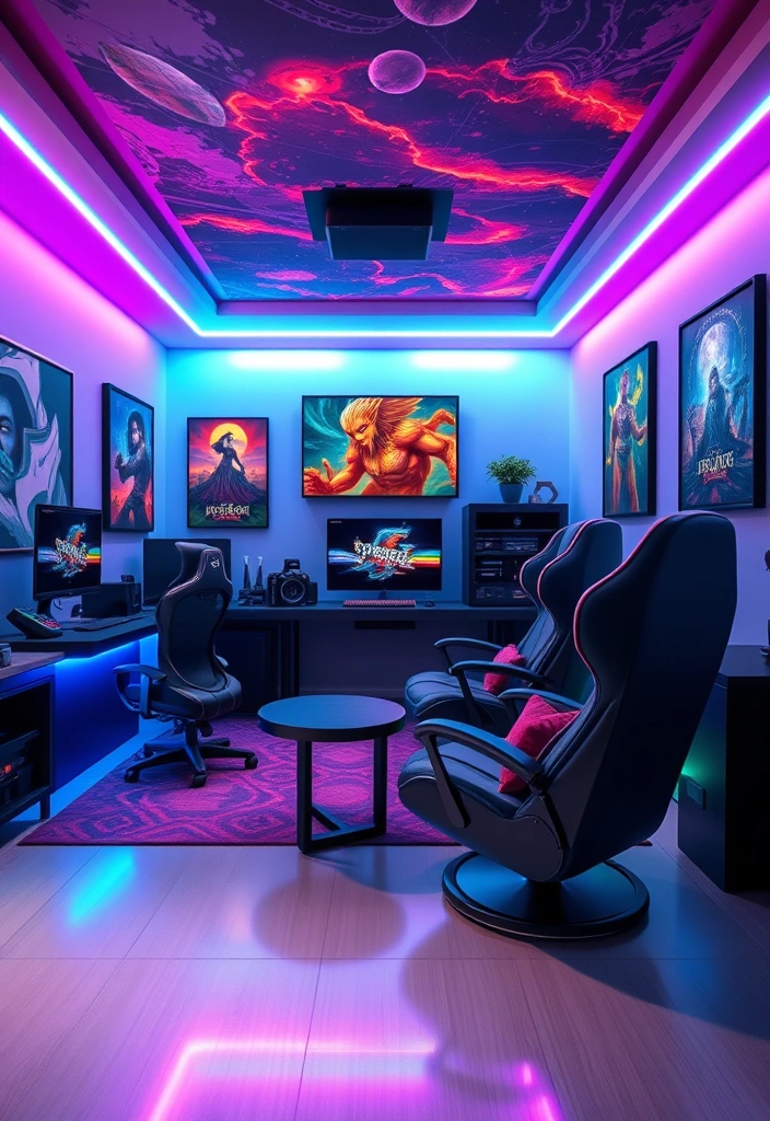 22 Baddie Aesthetic Rooms with LED Lights That Will Transform Your Space! 17 22 Baddie Aesthetic Rooms with LED Lights That Will Transform Your Space! - 16. Fantasy Gaming Room