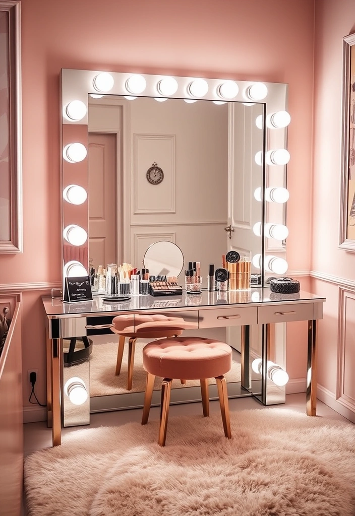 22 Baddie Aesthetic Rooms with LED Lights That Will Transform Your Space! 5 22 Baddie Aesthetic Rooms with LED Lights That Will Transform Your Space! - 4. Glamorous Dressing Areas