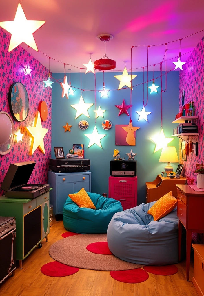 22 Baddie Aesthetic Rooms with LED Lights That Will Transform Your Space! 8 22 Baddie Aesthetic Rooms with LED Lights That Will Transform Your Space! - 7. Retro Vibes
